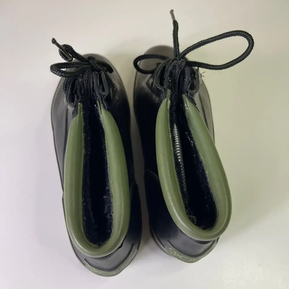 Vintage Sporto 90s Navy Green Ankle Rain Duck Boots Fisherman Core Women's 9